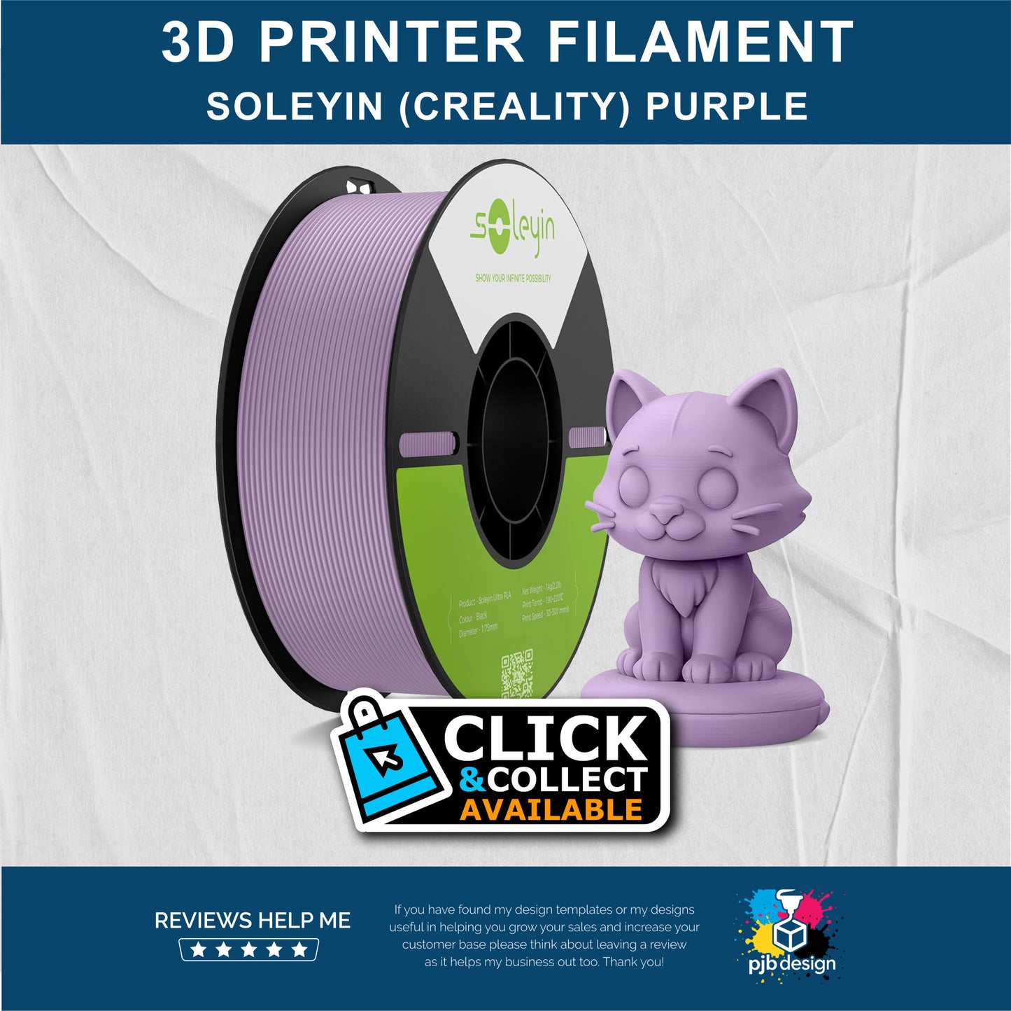 Soleyin Ultra PLA Light Purple - 3D Printer Filament - In Stock Click & Collect