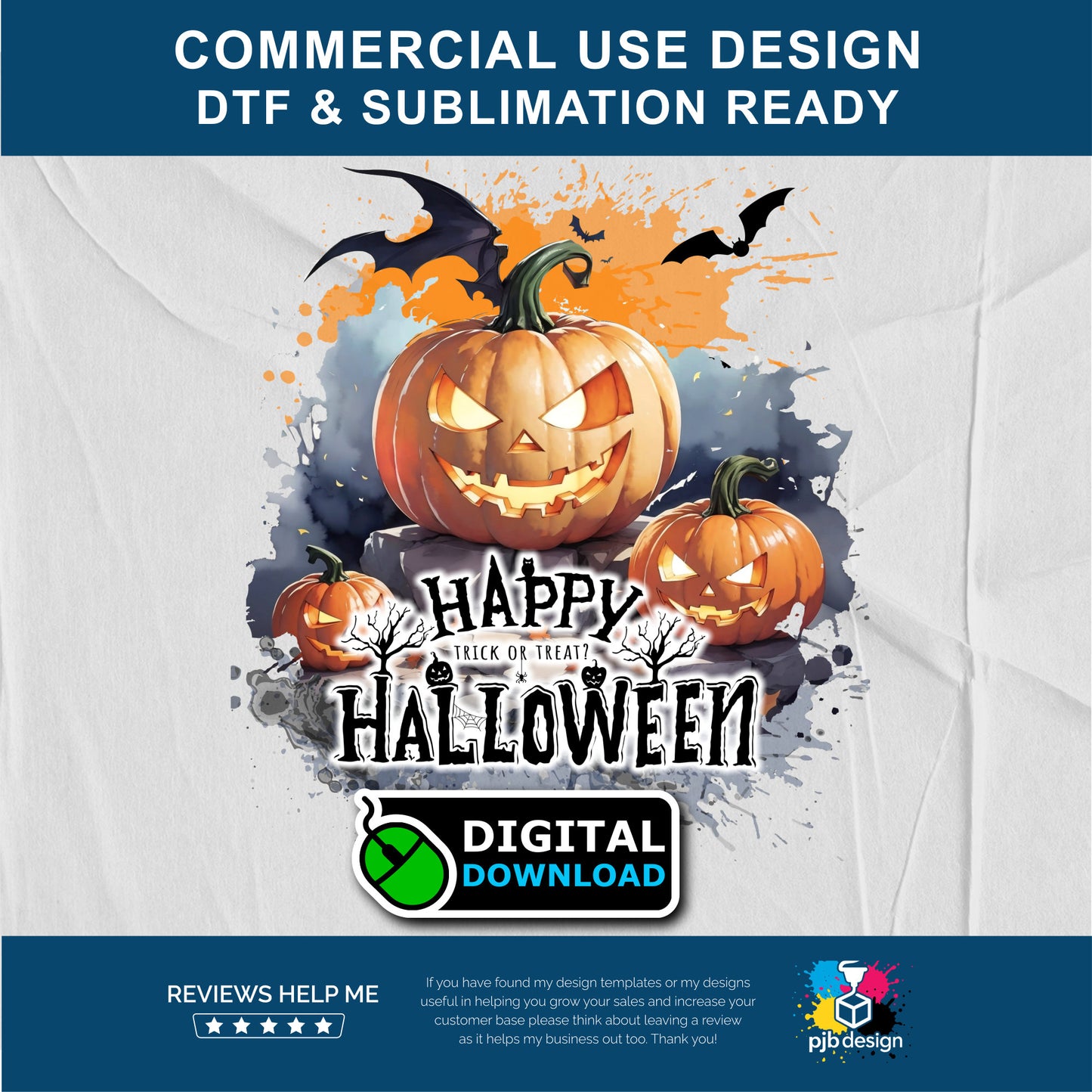 Halloween Jack-o-Lantern Themed Design 3 - Transparent PNG