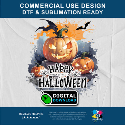 Halloween Jack-o-Lantern Themed Design 3 - Transparent PNG
