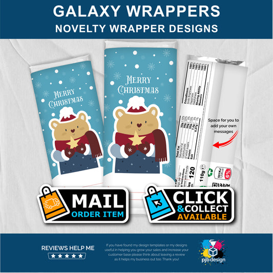 Christmas Bear Galaxy Chocolate Bar Custom Gift Wrapper