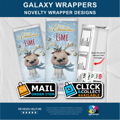Christmas Reindeer Galaxy Chocolate Bar Custom Gift Wrapper