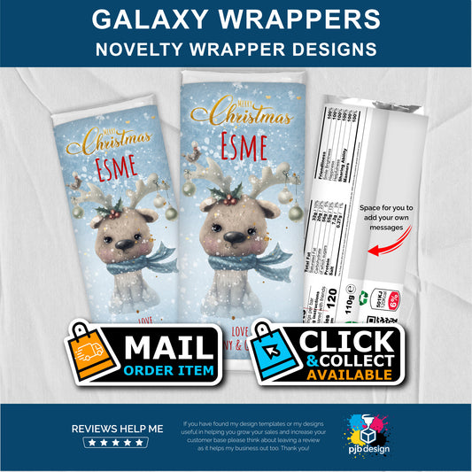 Christmas Reindeer Galaxy Chocolate Bar Custom Gift Wrapper