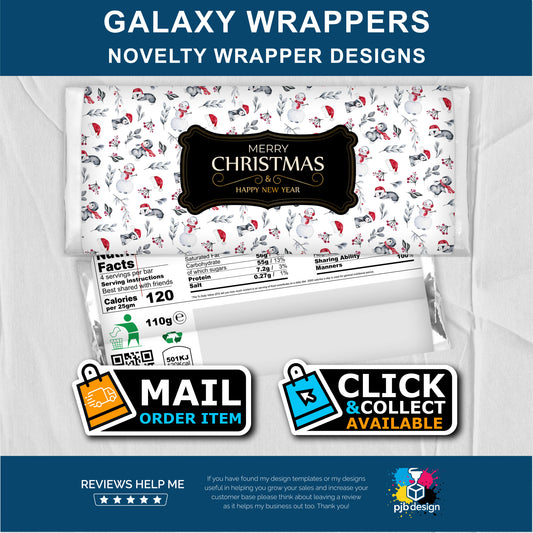Christmas Penguins Themed Galaxy Chocolate Bar Custom Gift Wrapper