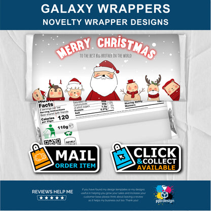 Christmas Santa & Friends Galaxy Chocolate Bar Custom Gift Wrapper