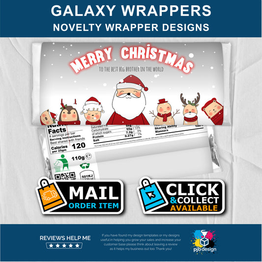 Christmas Santa & Friends Galaxy Chocolate Bar Custom Gift Wrapper