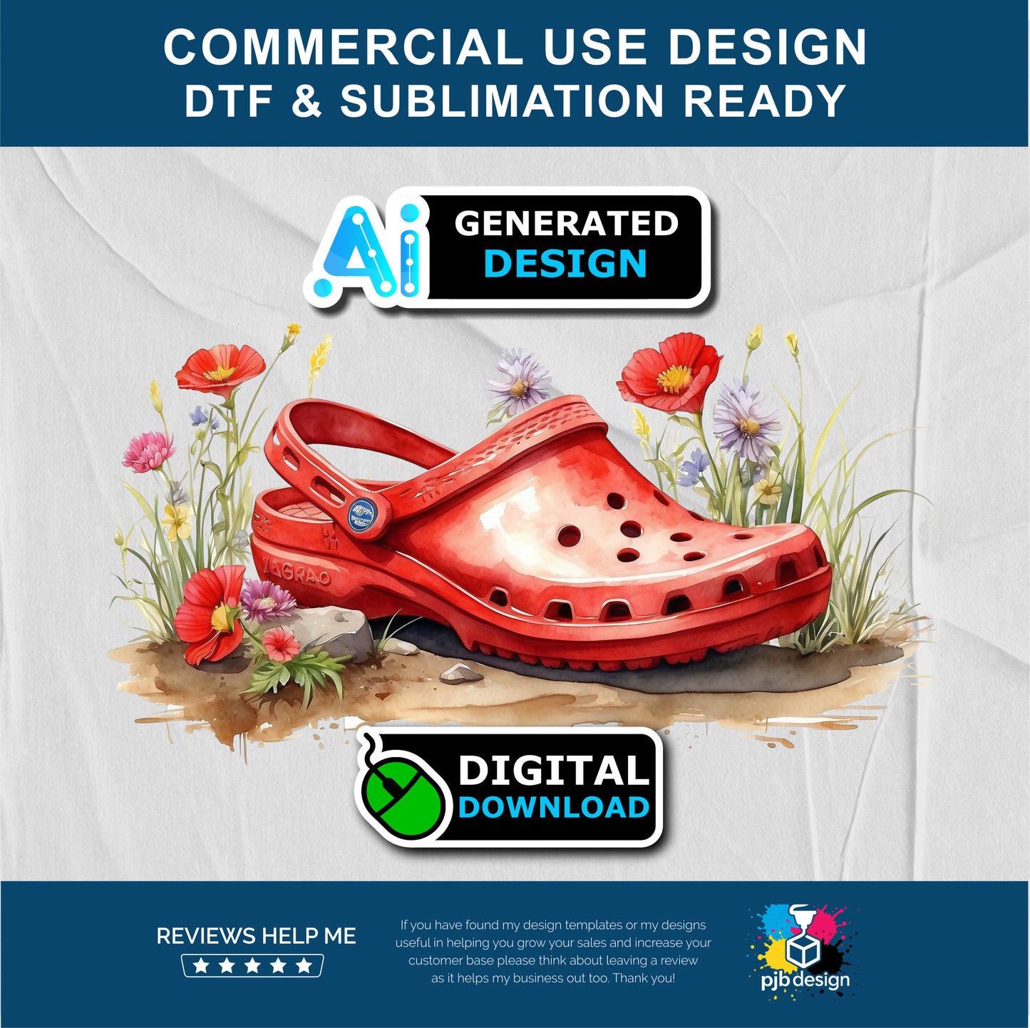 Floral Red Croc Shoe with Wild Flowers Gardening Multiuse Design Edited Ai Generated Art Red 1
