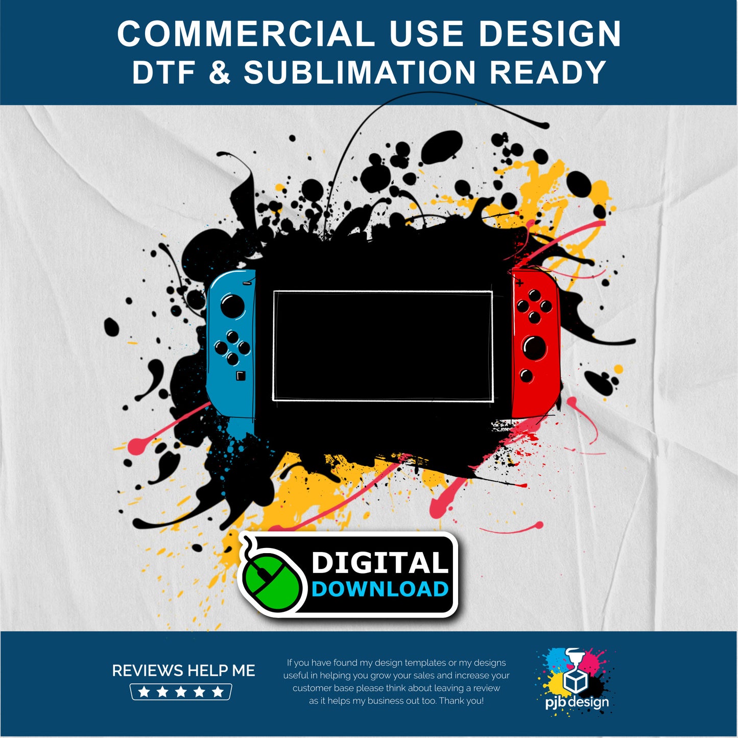 Splashy Switch Gaming Legend Controller Style Multiuse Design - Transparent PNG