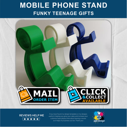 Mobile Phone / Tablet Stand Funky Stickman Design - Desk or Nightstand - Retail