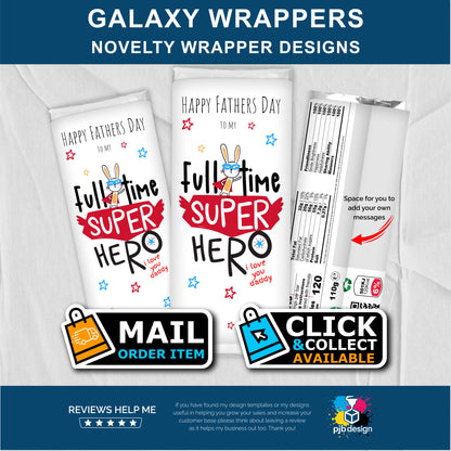 Father's Day Hero Rabbit Galaxy Chocolate Bar Custom Gift Wrapper