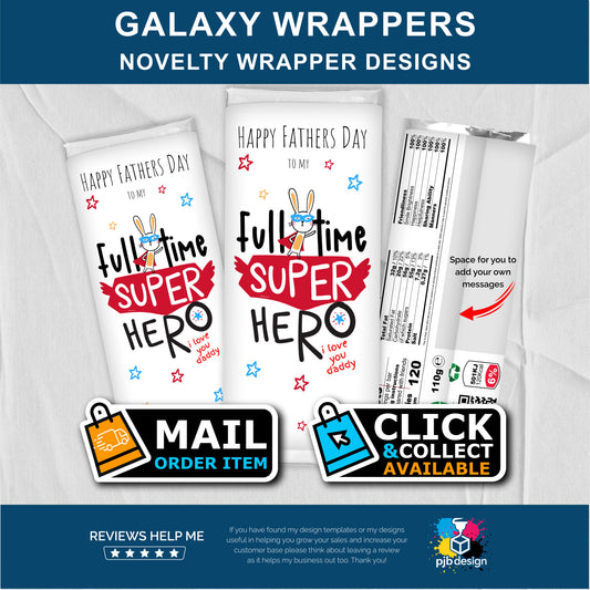 Father's Day Hero Rabbit Galaxy Chocolate Bar Custom Gift Wrapper