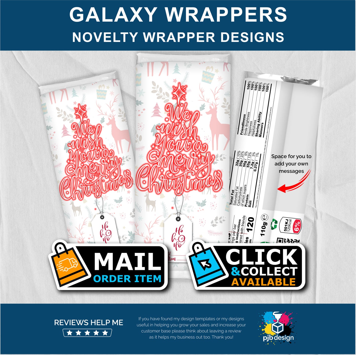 Christmas Tree Galaxy Chocolate Bar Custom Gift Wrapper