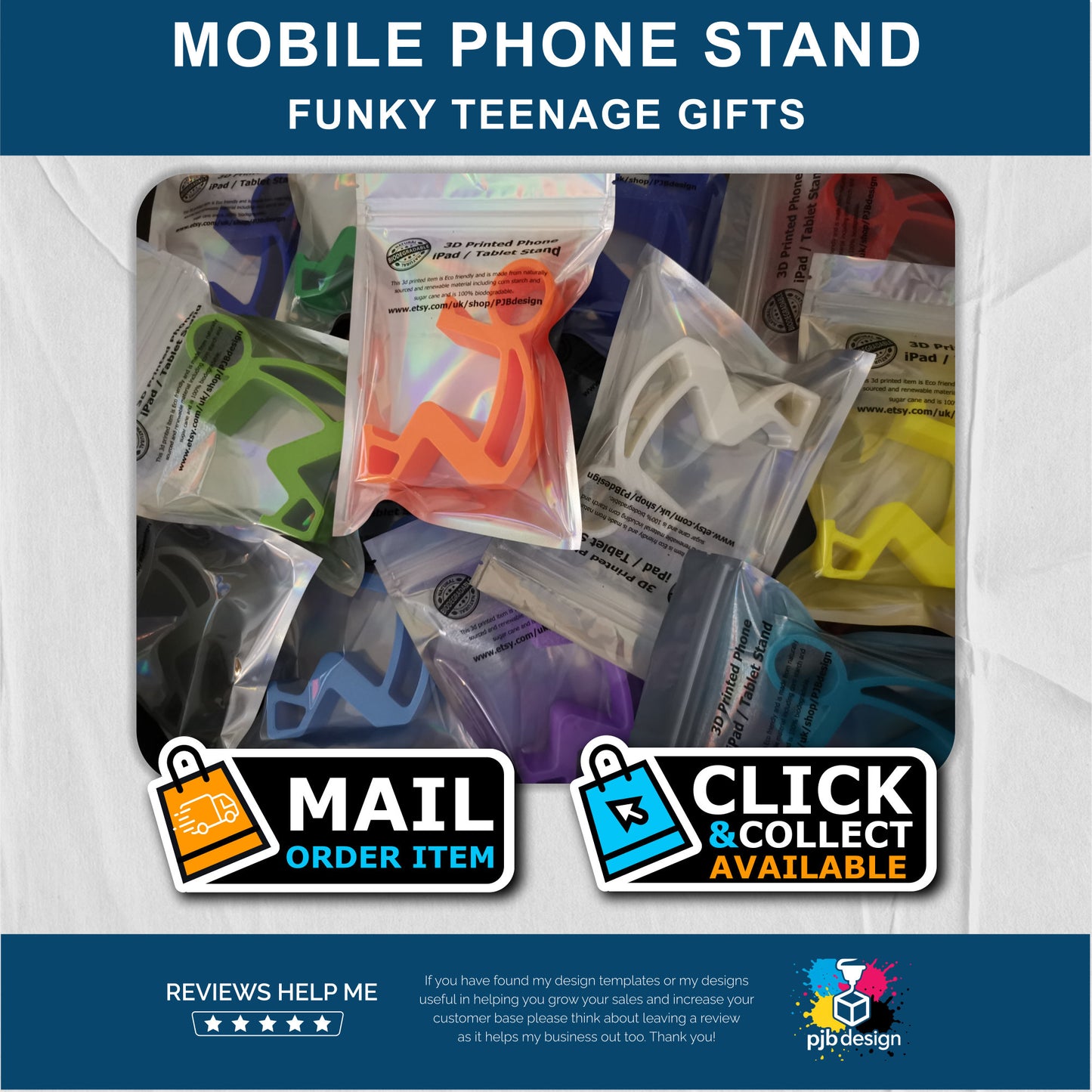 Mobile Phone / Tablet Stand Funky Stickman Design - Desk or Nightstand - Retail