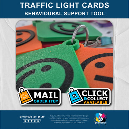 Traffic Light Communication Cards - Special Needs Behavioural Tool - Retail 3D Printed
