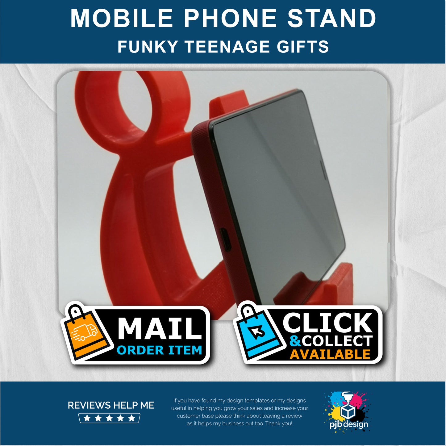 Mobile Phone / Tablet Stand Funky Stickman Design - Desk or Nightstand - Retail