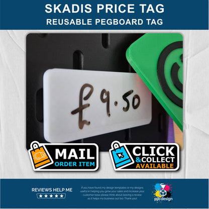 Skadis Pegboard Small Hook - 3D Printed Colour & Packsize Options