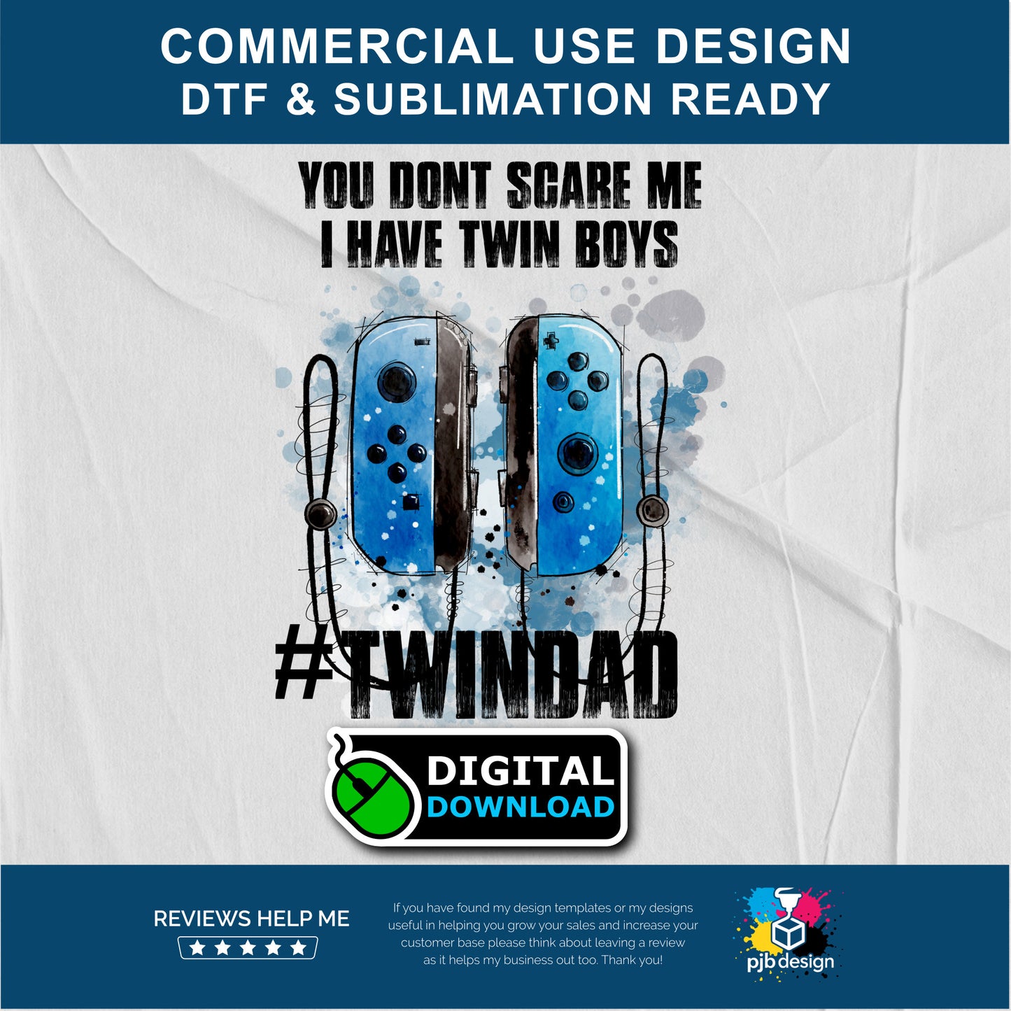 Twin Dad of Boys Controller Style Multiuse Design - Transparent PNG
