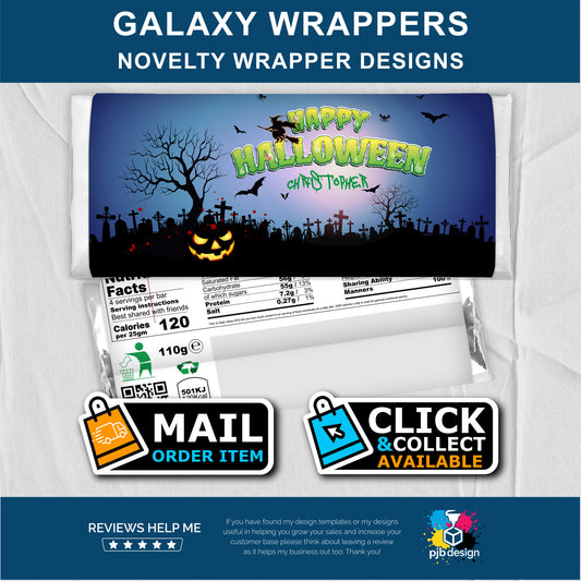 Halloween Spooky Graveyard Galaxy Chocolate Bar Custom Gift Wrapper