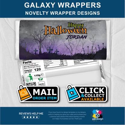Halloween Graveyard Creepy Cemetary Galaxy Chocolate Bar Custom Gift Wrapper