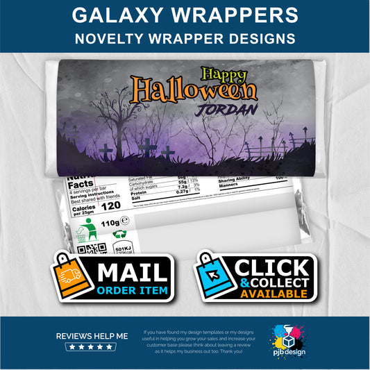 Halloween Graveyard Creepy Cemetary Galaxy Chocolate Bar Custom Gift Wrapper