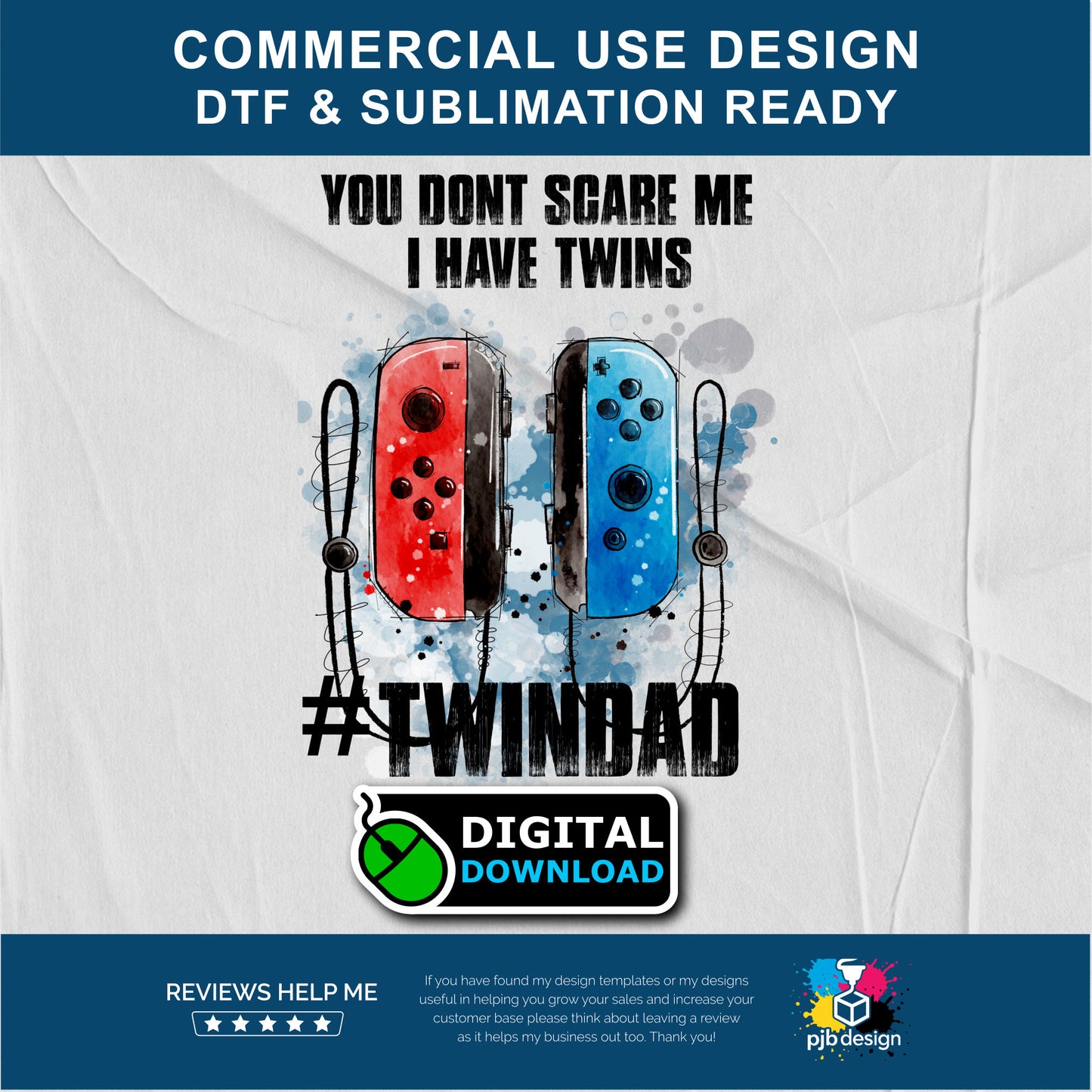 Twin Dad Controller Style Multiuse Design - Transparent PNG