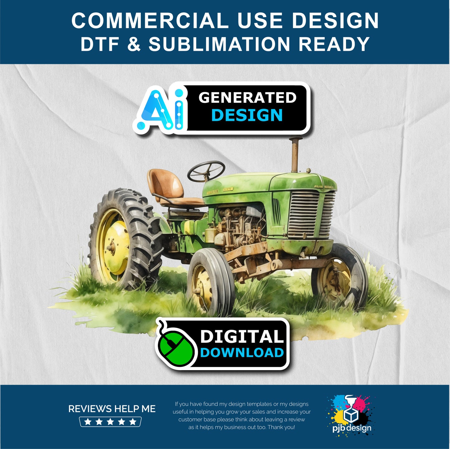 Old Tractor in a Wild Flower Meadow Multiuse Design Edited Ai Generated Art Green 3