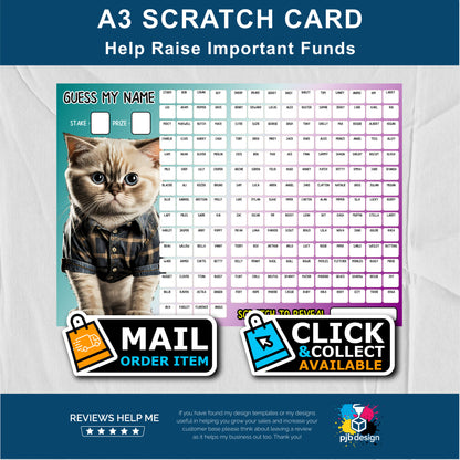 200 Name Charity Fund Raising Scratch Card - A3 Fund Raising Product