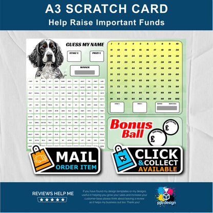 Dog Themed Mega Charity Fund Raising Scratch Card - A3 Fund Raising Product