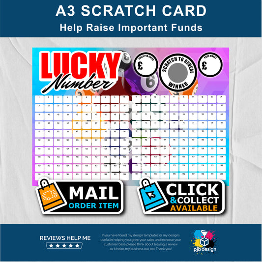Guess The Number Charity Fund Raising Scratch Card - A3 Fund Raising Product