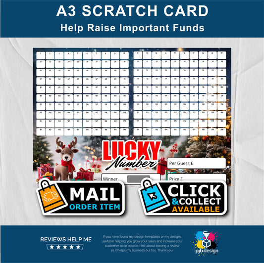 Festive Guess The Number Charity Fund Raising Scratch Card - A3 Fund Raising Product