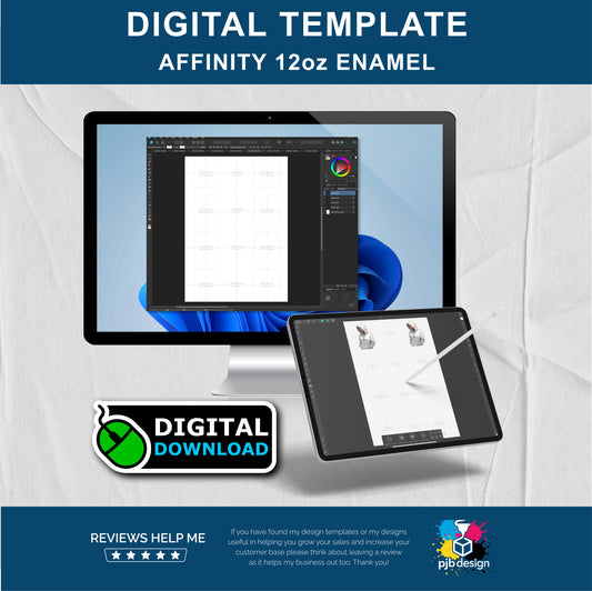Affinity 12oz Enamel Camping Mug Layout Design Template - 4 Wraps Per A4 Page