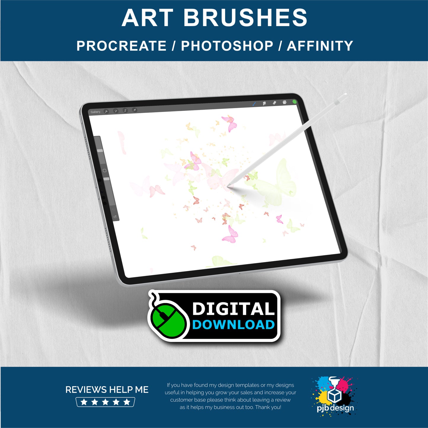 Butterfly Art Brush for Photoshop, Procreate & Affinity Photo
