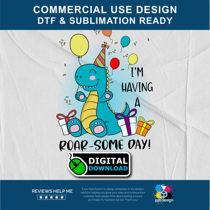 Cute Little Dino Roarsome Day Birthday Design for Children - Transparent PNG