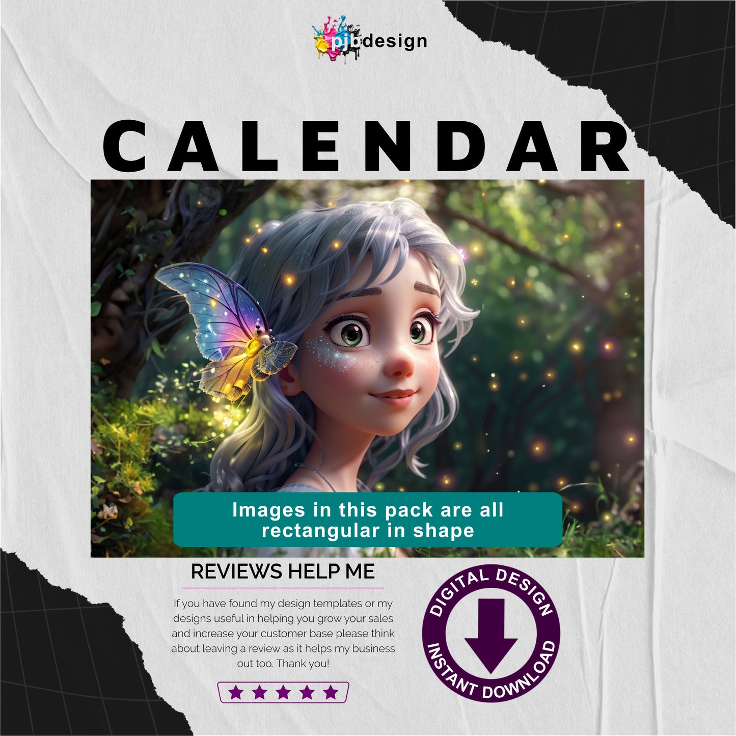 Girl Themed Calendar Pack of 12 Edited Ai Generated Art Pack