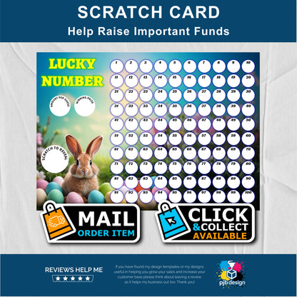 Easter Themed Charity Fund Raising Scratch Card - A4 Fund Raising Product