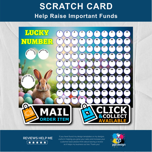 Easter Themed Charity Fund Raising Scratch Card - A4 Fund Raising Product