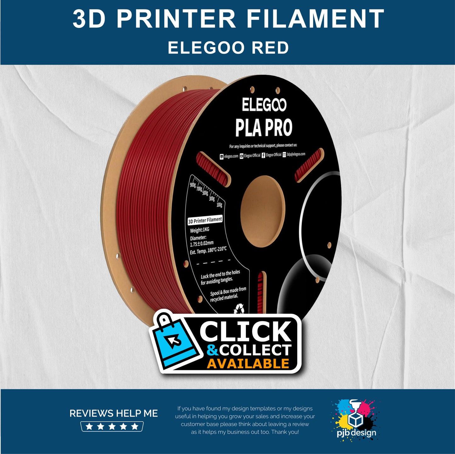 Elegoo PLA Pro Burgundy - 3D Printer Filament - In Stock Click & Collect