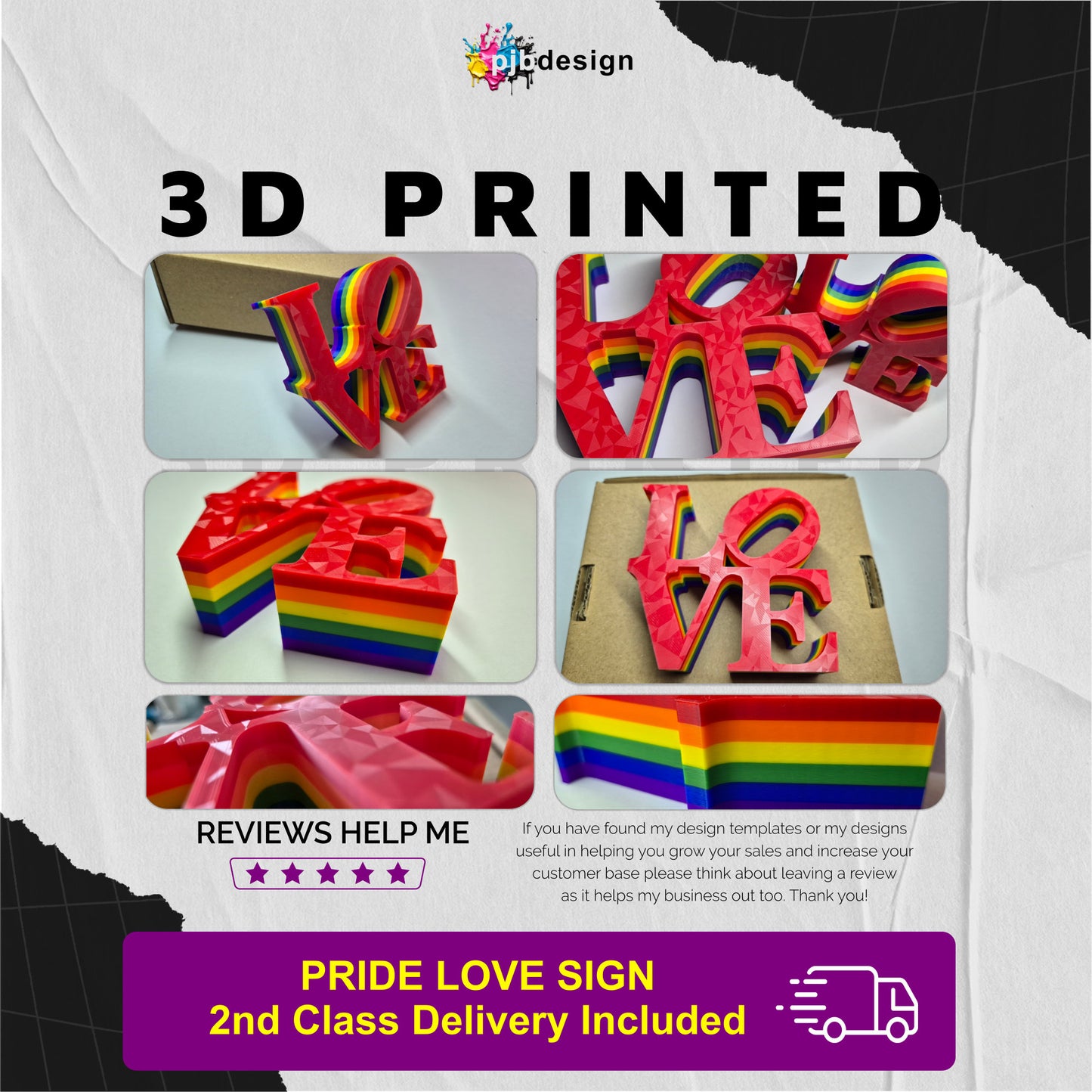 Pride Rainbow Love Sign, Home Decor 3D Printed Sculpture - Gift Idea