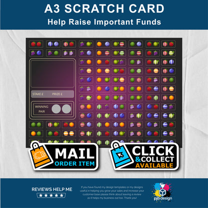 Fruit Machine Themed Guess The Fruits Charity Fund Raising Scratch Card - A3 Fund Raising Product