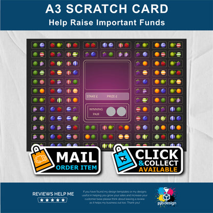 Fruit Machine Themed Guess The Fruits Charity Fund Raising Scratch Card - A3 Fund Raising Product