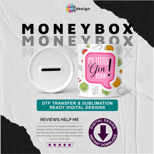 My Gin Fund Adults Money Box - 11oz Ceramic Coin Box Money Box Design