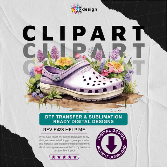 Floral Lilac Croc Shoe with Wild Flowers Gardening Multiuse Design Edited Ai Generated Art Lilac 2
