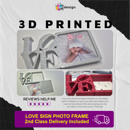 Love Sign Picture Frame, Home Decor 3D Printed Sculpture - Gift Idea