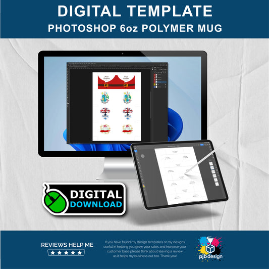 Adobe Photoshop 6oz Polymer Mug Layout Design Template - 4 Wraps A4 Page