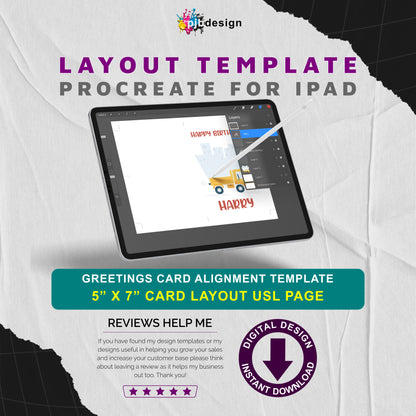Procreate 5x7 Greetings Card Layout Design Template - USL Page Card Layout