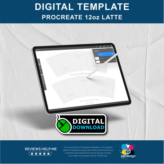 Procreate 12oz Ceramic Latte Mug Layout Design Template - A4 Page