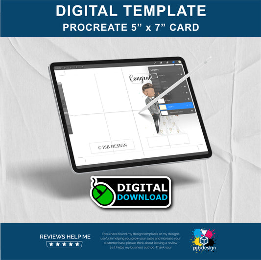 Procreate 5x7 Greetings Card Layout Design Template - A4 Page Card Layout