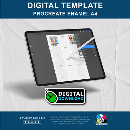 Procreate 12oz Enamel Mug Layout Design Template - A4 Page