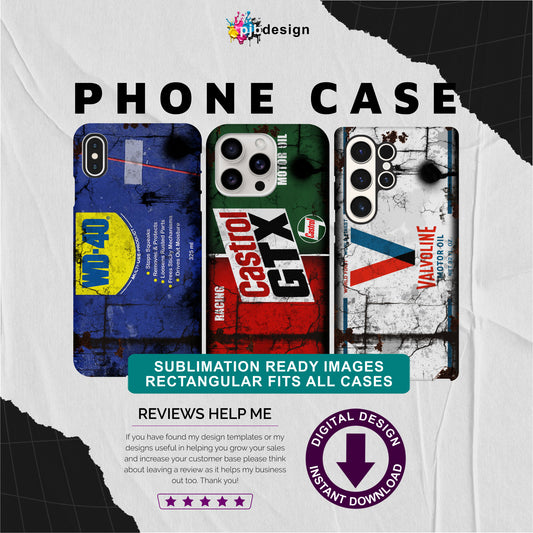 Dirty Oil Can Themed Phone Cover Designs - Fits All Covers, Sublimation Digital Download