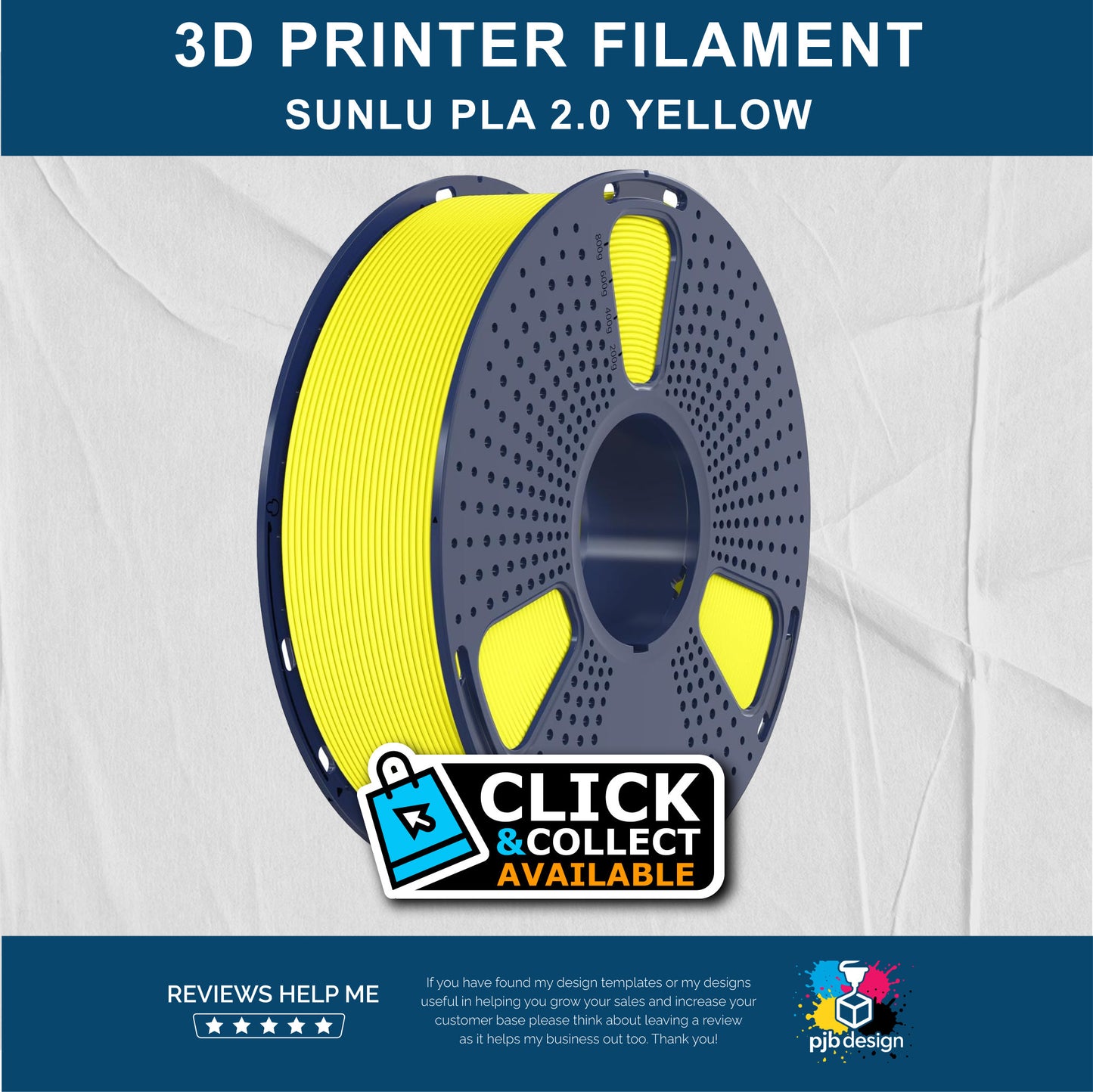 Sunlu PLA 2.0 Yellow - 3D Printer Filament - In Stock Click & Collect
