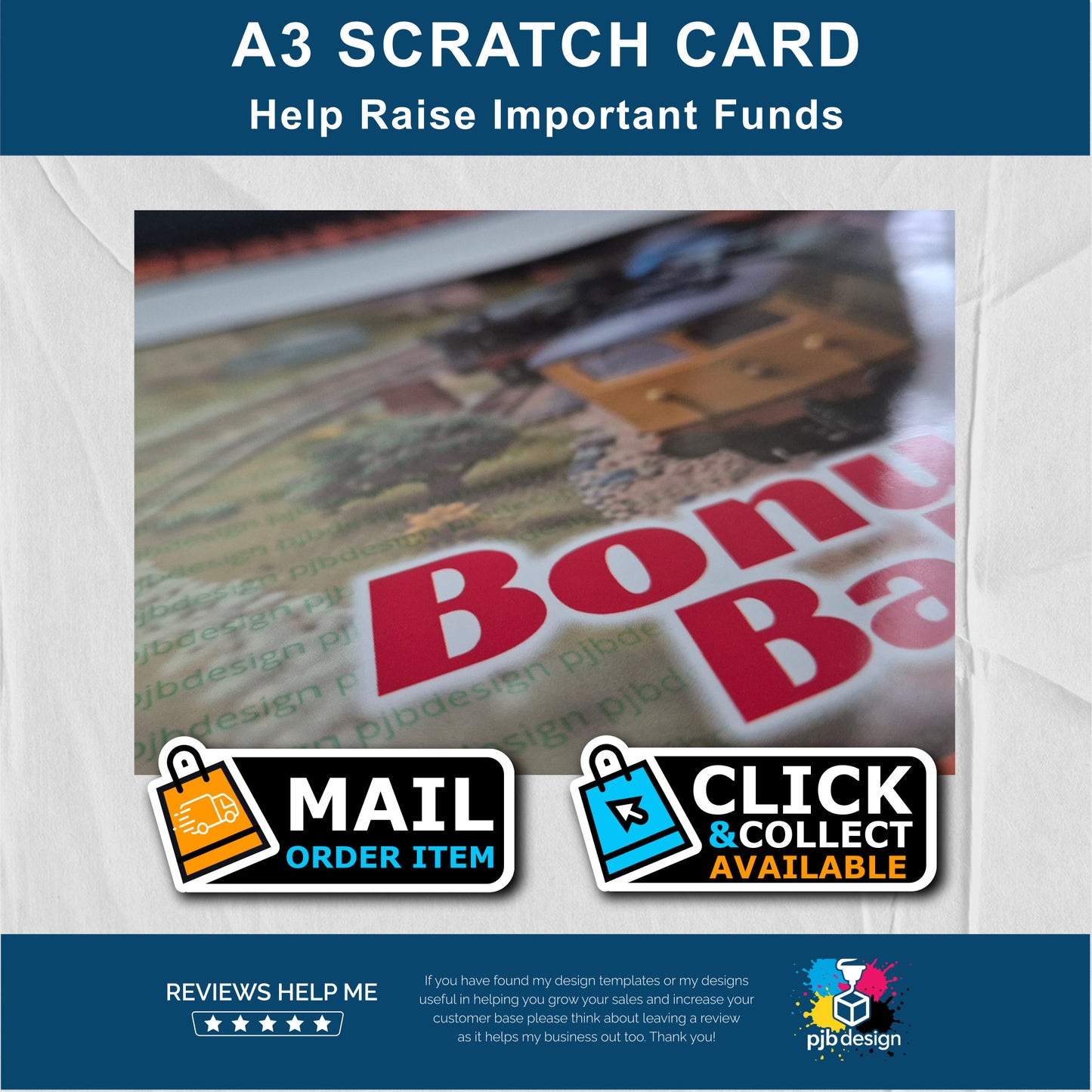 Train Themed Guess The Number Charity Fund Raising Scratch Card - A3 Fund Raising Product